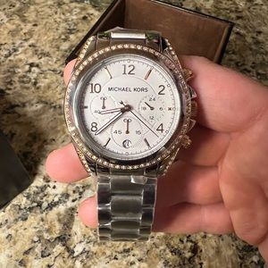 Michael Kors Silver & Rose Gold Watch